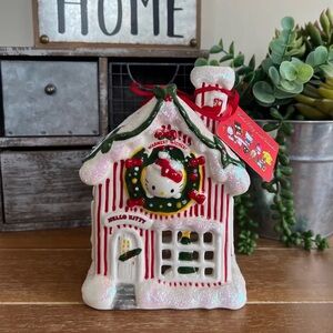 New Blue Sky Hello Kitty Stripe Holiday House Candle Holder
